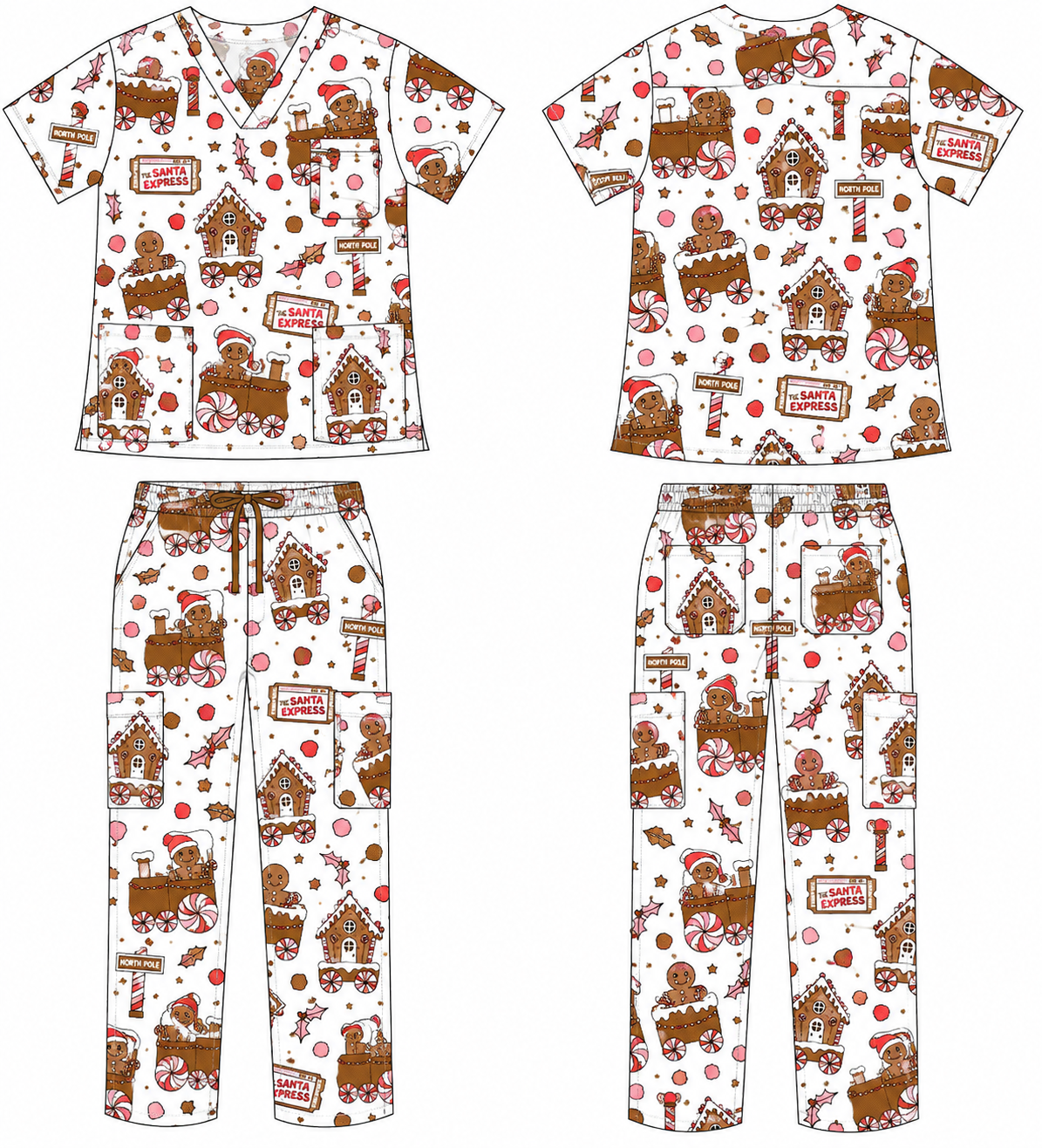 Gingerbread Express Scrub Set