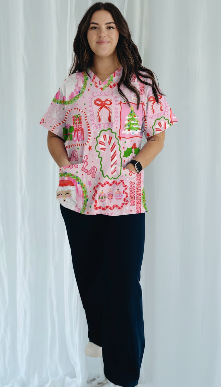 Merry Pinkmas Scrub Top