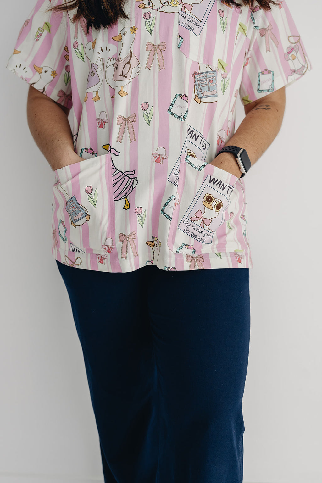 Silly Nurse Goose Scrub Top