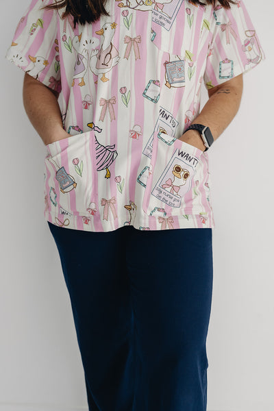 Silly Nurse Goose Scrub Top