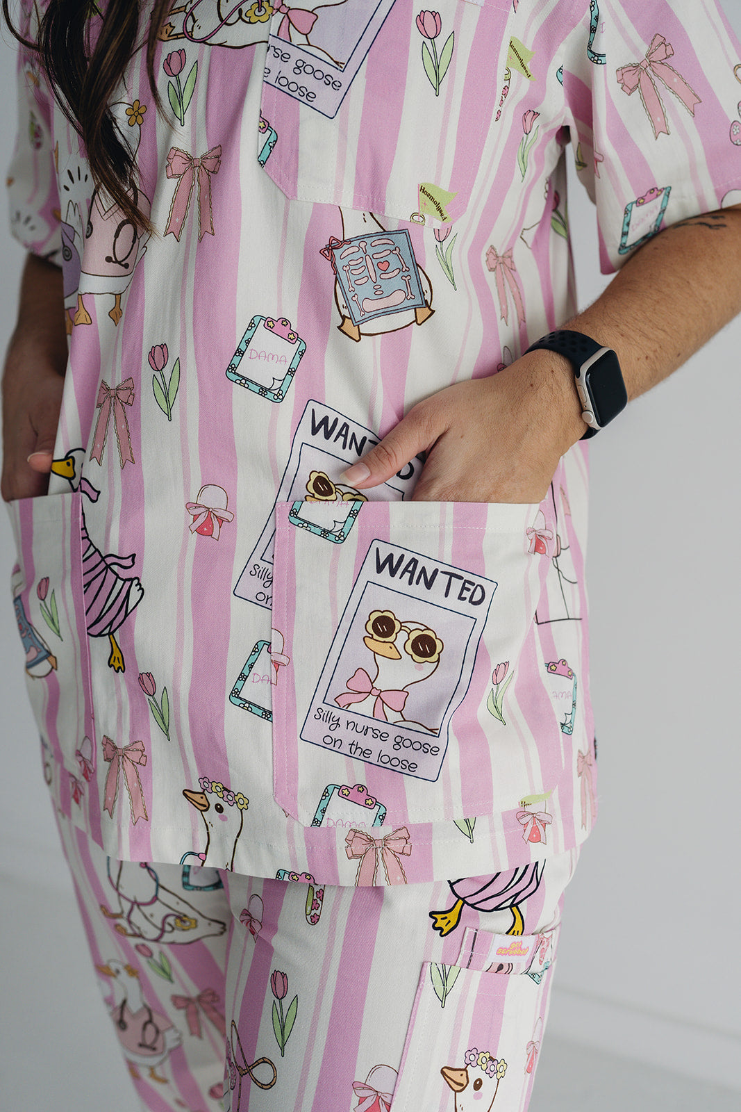 Silly Nurse Goose Scrub Top