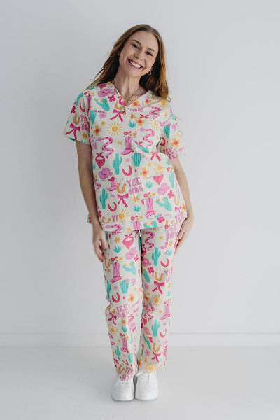 Yeehaw and CPR printed scrub set by GET SCRUBBED Australia